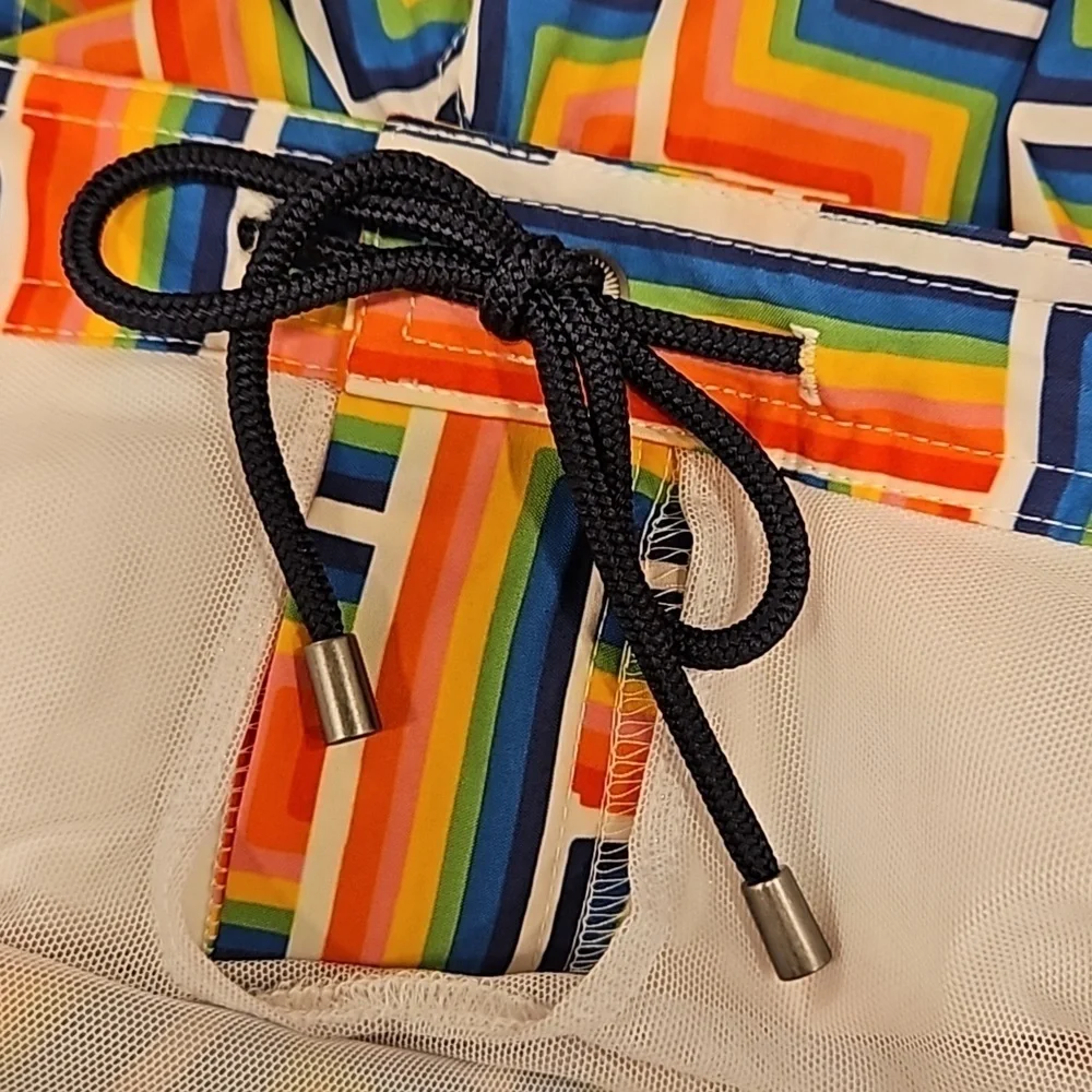 MR TURK by TRINA TURK Chico Swim Trunk ~ Pride Maze Tile Print 38 NWT